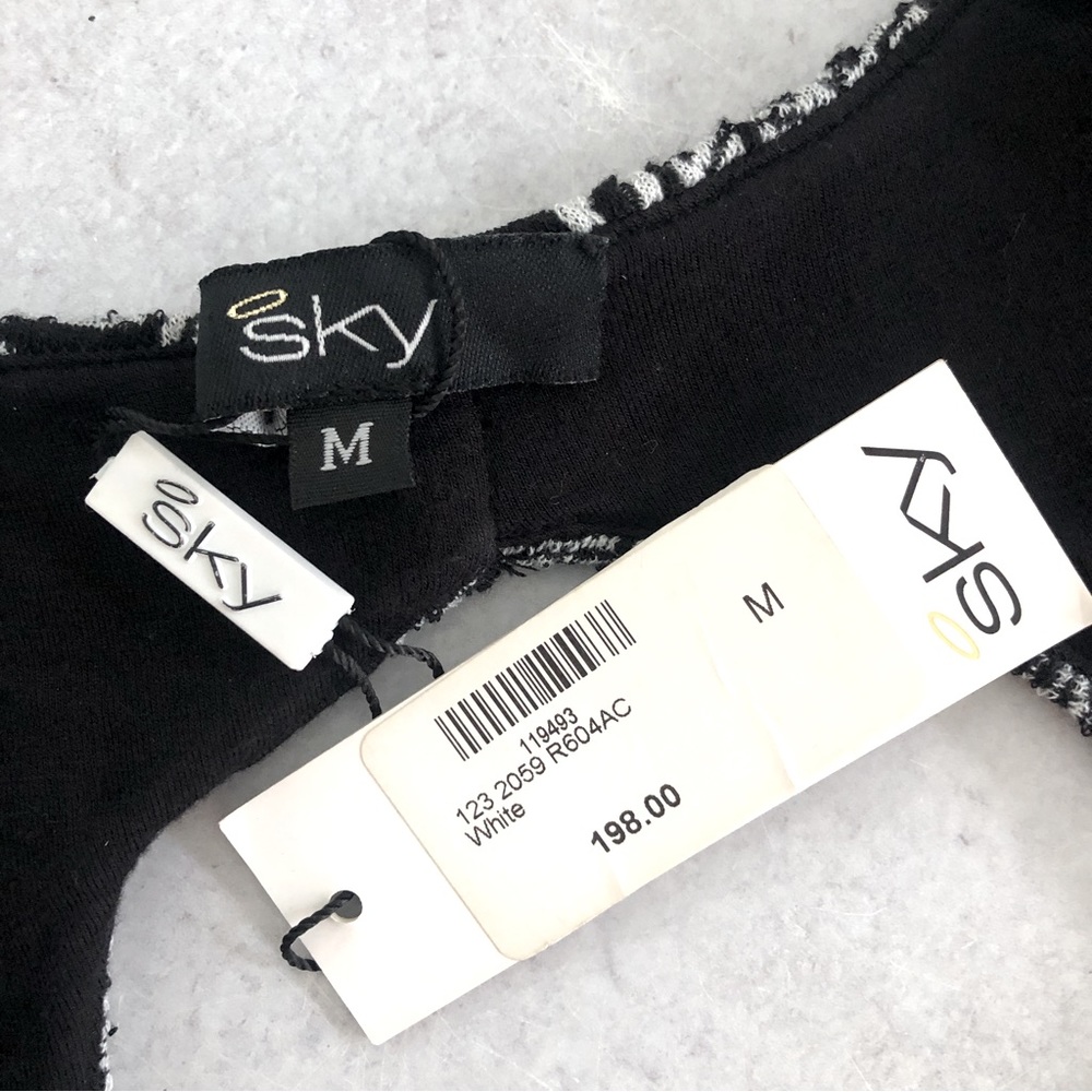 SKY BYZNA Open Back Leather Trim Bodycon Mini Dress, M NWT - Picture 6 of 13
